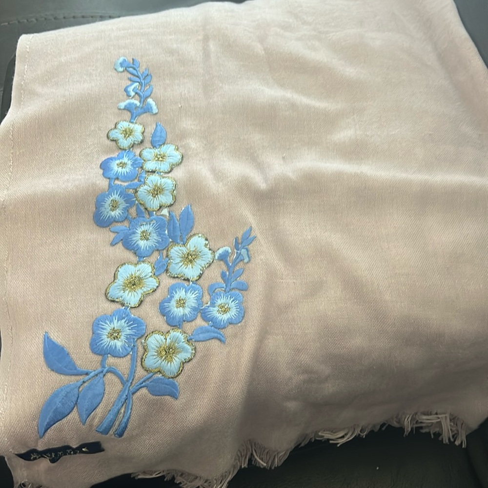Purple and blue scarf with decals